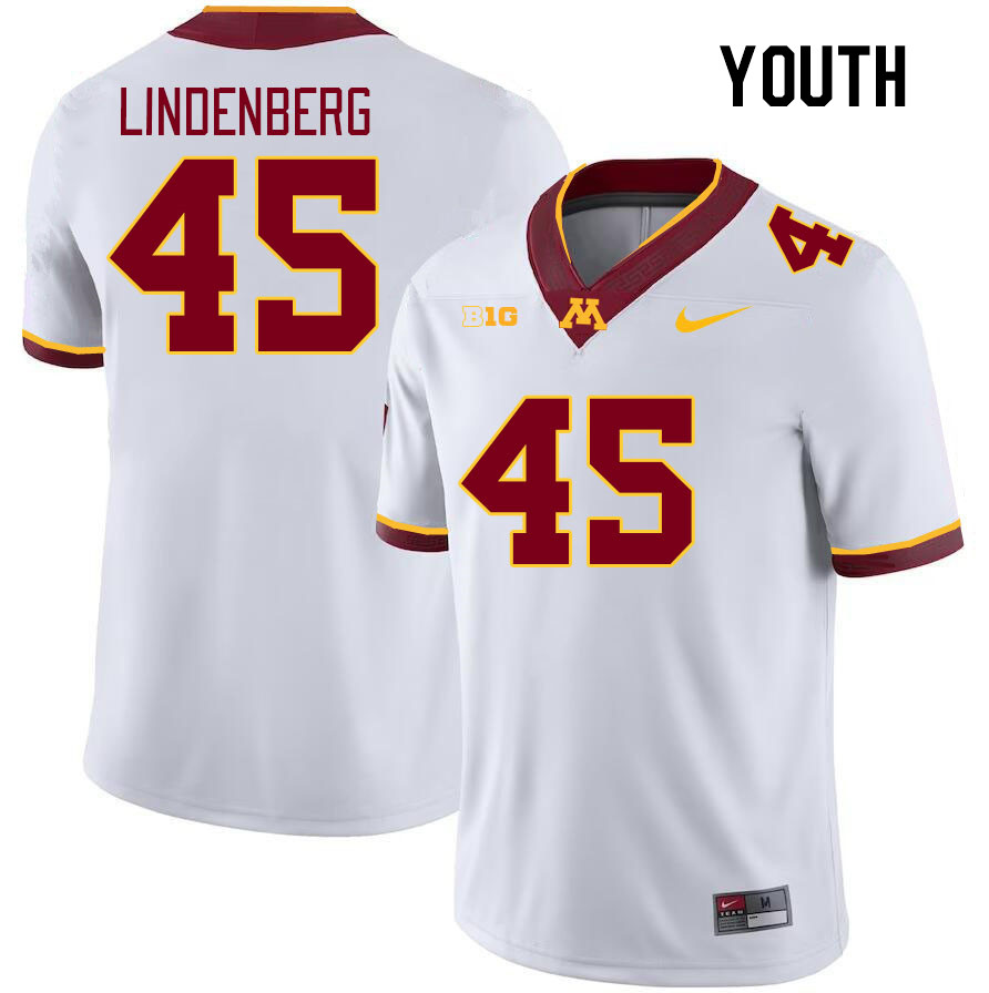 Youth #45 Cody Lindenberg Minnesota Golden Gophers College Football Jerseys Stitched-White - Click Image to Close